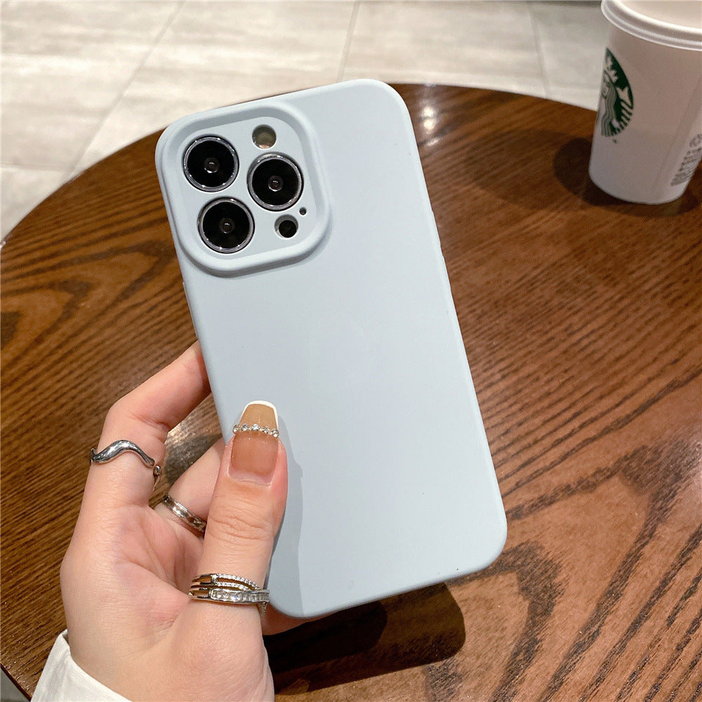 Smoky blue-gray Taro Purple Liquid silicone cases for the iPhone series—soft to the touch. with all-around camera protection.