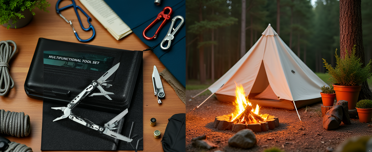 A rugged outdoor scene with a product lying on a rocky surface surrounded by nature.