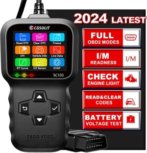 OBD2 Scanner, CGSULIT SC103 Car Code Reader Diagnose Check Engine Light Smog Check DTCs Scan Tool Live Data Stream Voltage Test for Vehicles Since 1996 eBaydiy Tools