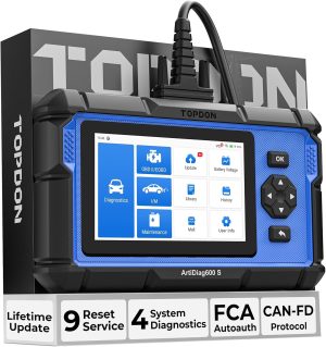 OBD2 Scanner TOPDON AD600S Scan Tool, Code Reader, Diagnostics Scanner for ABS/SRS/AT/Engine, 9 Reset Services, Oil/Brake/BMS/SAS/DPF/TPMS/ETS Reset/ABS Bleeding/Injector Coding, Free Lifetime Upgrade eBaydiy Tools