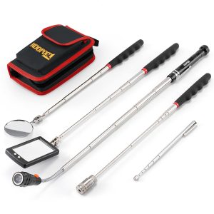 Telescoping Magnetic Pickup Tool Set, Inspection Mirror Telescoping, LED Flashlight, Cool Gadgets for Men, Stocking Stuffers, Gifts for Dad, Husband, Kids, Boyfriend, Magnet Stick (Red) eBaydiy Tools