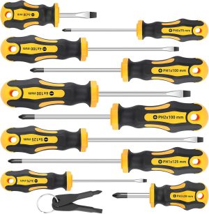 Amartisan 10-Piece Magnetic Screwdrivers Set, 5 Phillips and 5 Slotted Tips Professional Cushion Grip Screwdriver Set eBaydiy Tools