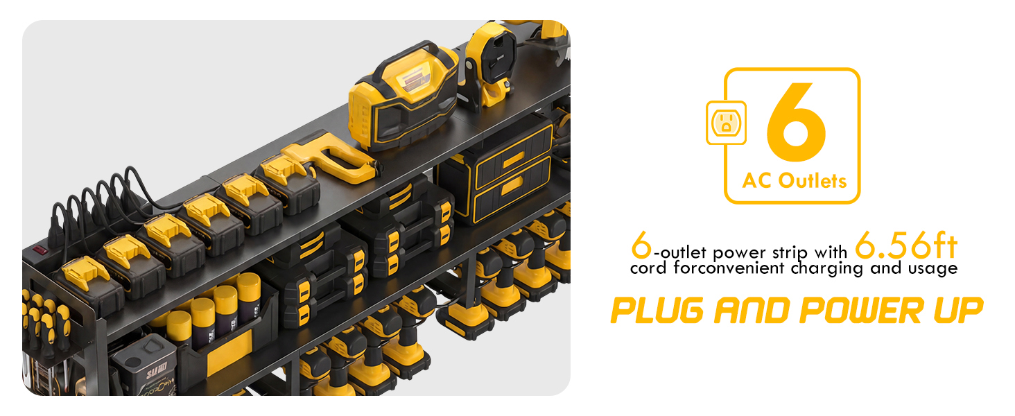 power tool organizer with charging station wall mount-P3 Black