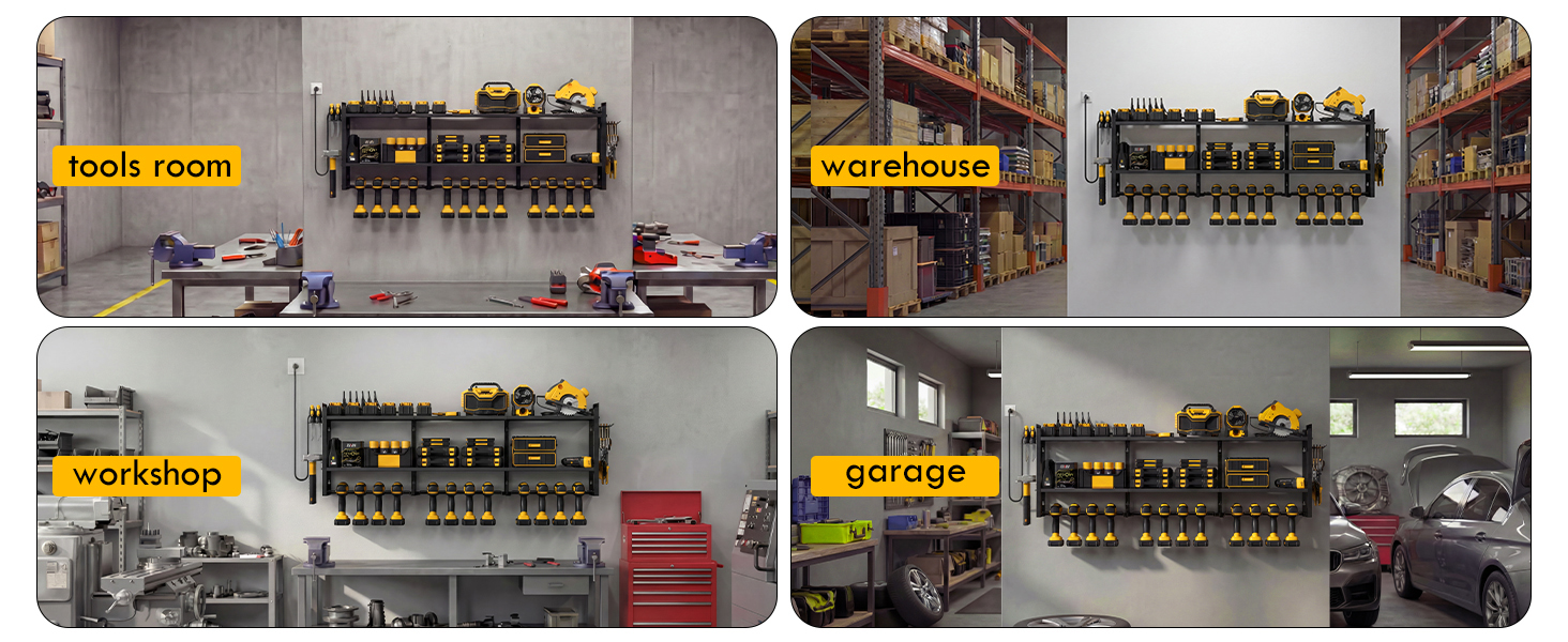 power tool organizer with charging station wall mount-P3 Black