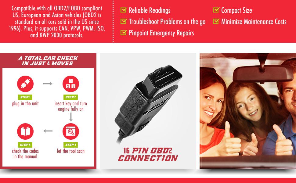 plug in unit insert key to turn engine fully on check the codes and manual let the tool scan.