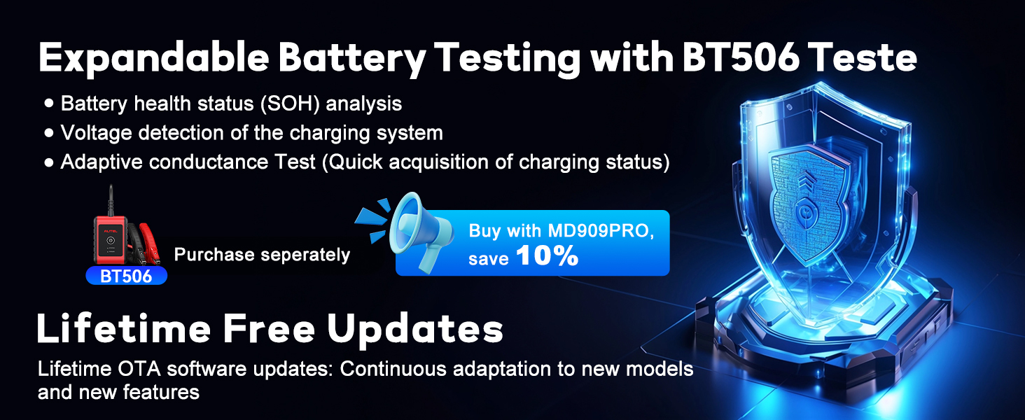 Autel MaxiDiag MD909 PRO Wireless All-Systems Diagnostic Tablet - Android Touchscreen, 11 Services