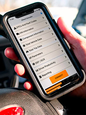 Diesel Decoder from Diesel Laptops app in action on smartphone diagnostics