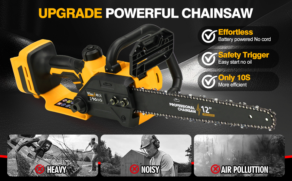 Brushless Electric Chainsaw 12&amp;#34; Cordless Tool Only for Dewalt 20V/60V Battery