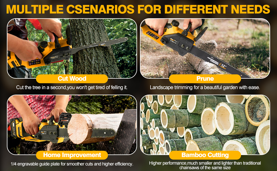 Brushless Electric Chainsaw 12&amp;#34; Cordless Tool Only for Dewalt 20V/60V Battery