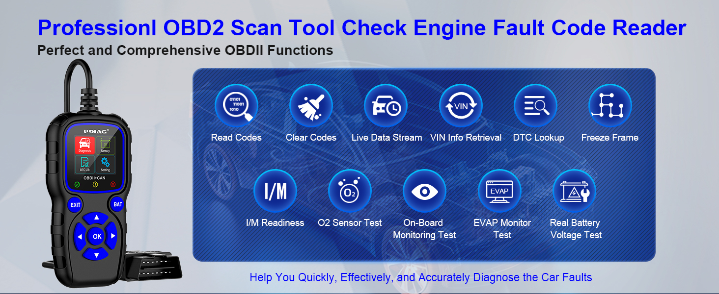 OBD2 Scanner Battery Tester 2 In 1
