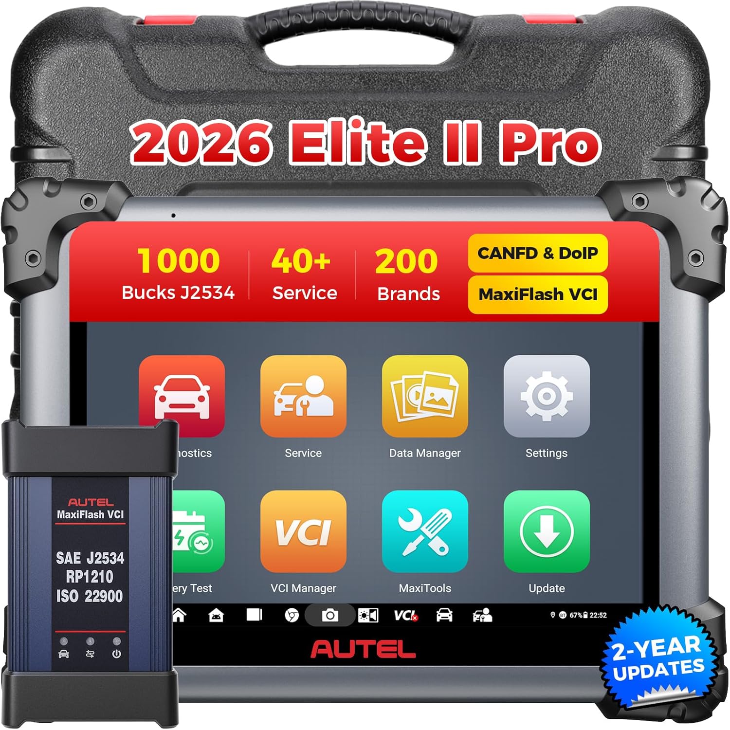 Autel Scanner MaxiSys Elite 2 Pro : 2026 Elite II Pro with 2-Years Update, J2534 Tool as MS Ultra Lite MS909 S2 MS919 Up of MS908S PRO II, 40+ Service, 3K+ Active Test, DOIP CANFD, Intelligent Motor eBaydiy Tools