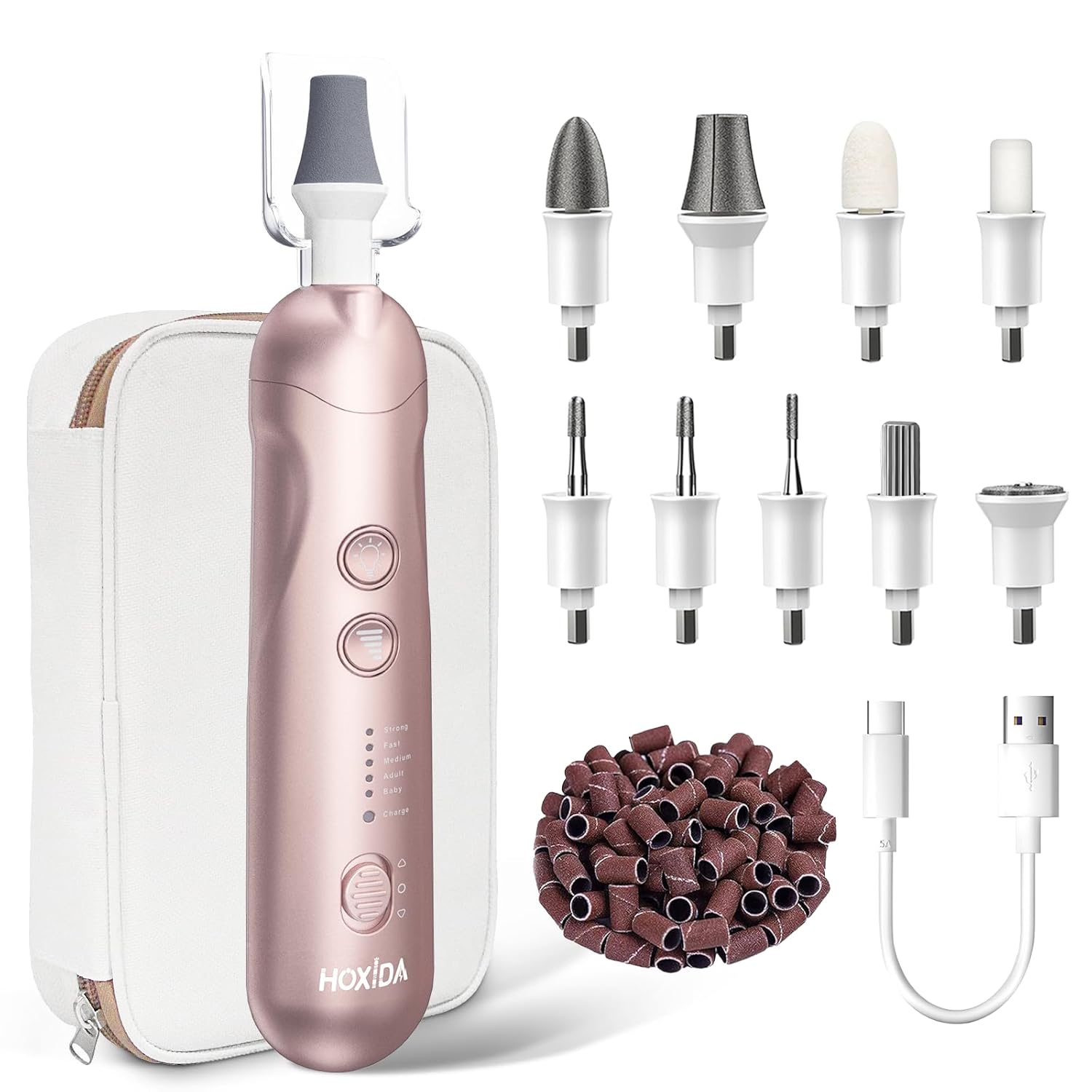 Manicure Pedicure Kit with Case, Professional Nail Grinder for Senior Thick Toenail, Cordless Electric Nail File, 5 Speeds Pedicure Tools for feet Callus Remover, Nail Drill for Women Hand Feet Care eBaydiy Tools