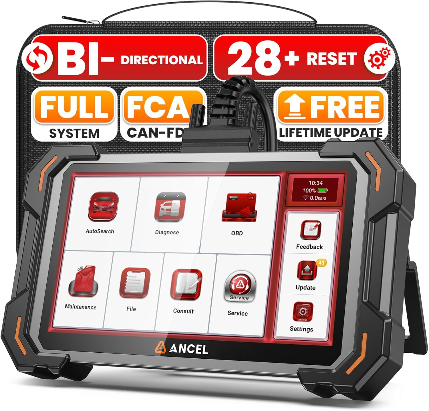 ANCEL OBD2 Scanner DS500 Elite Bidirectional Scan Tool, Full System Car Diagnostic Scanner with 28+ Reset Services, Active Test, CAN-FD, FCA Autoauth, Lifetime Free Upgrade eBaydiy Tools