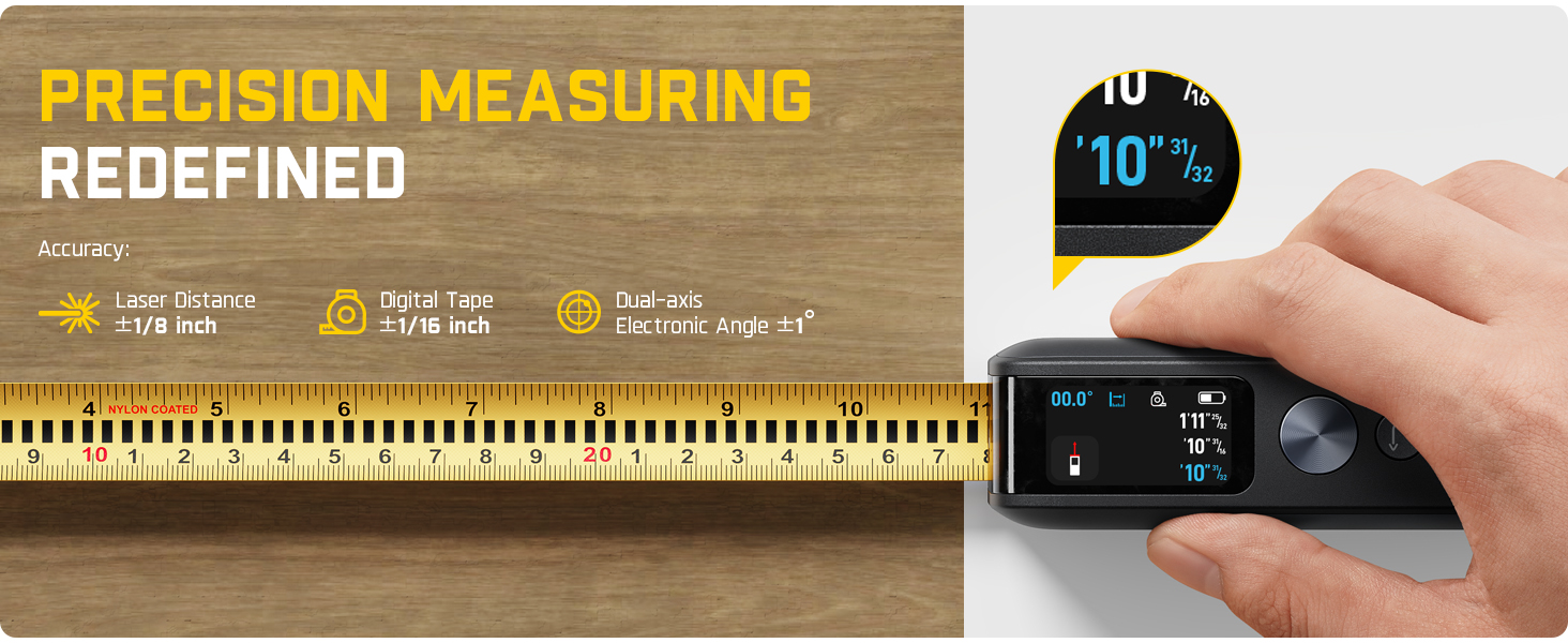 Fanttik A10 Pro 2-in-1 Digital Laser Tape Measure with HD IPS Color Display