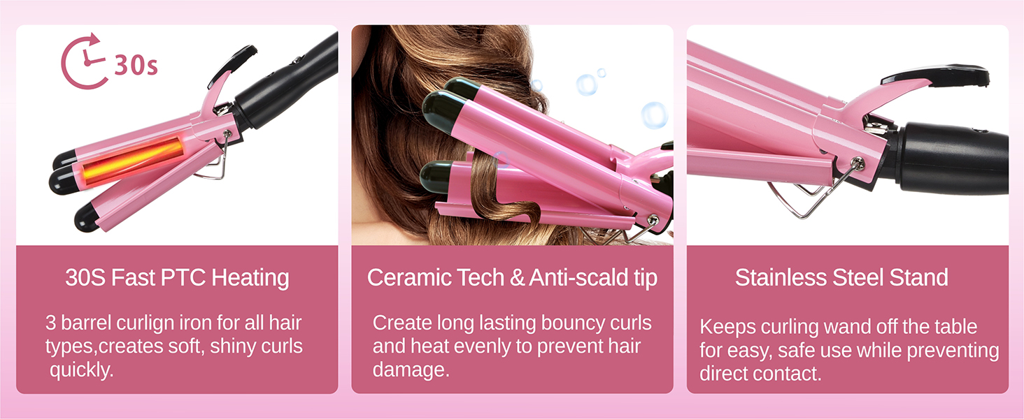 3 Barrel Curling Iron Hair Crimper