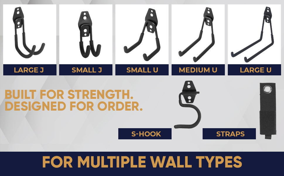 Garage Hooks and Straps for all types of items