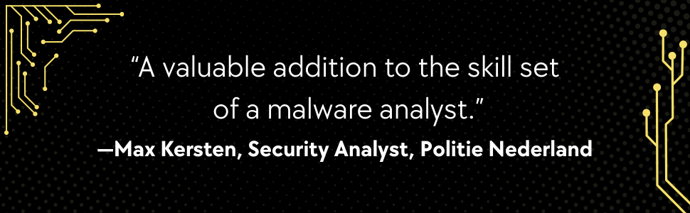 Review of The Ghidra Book on black background