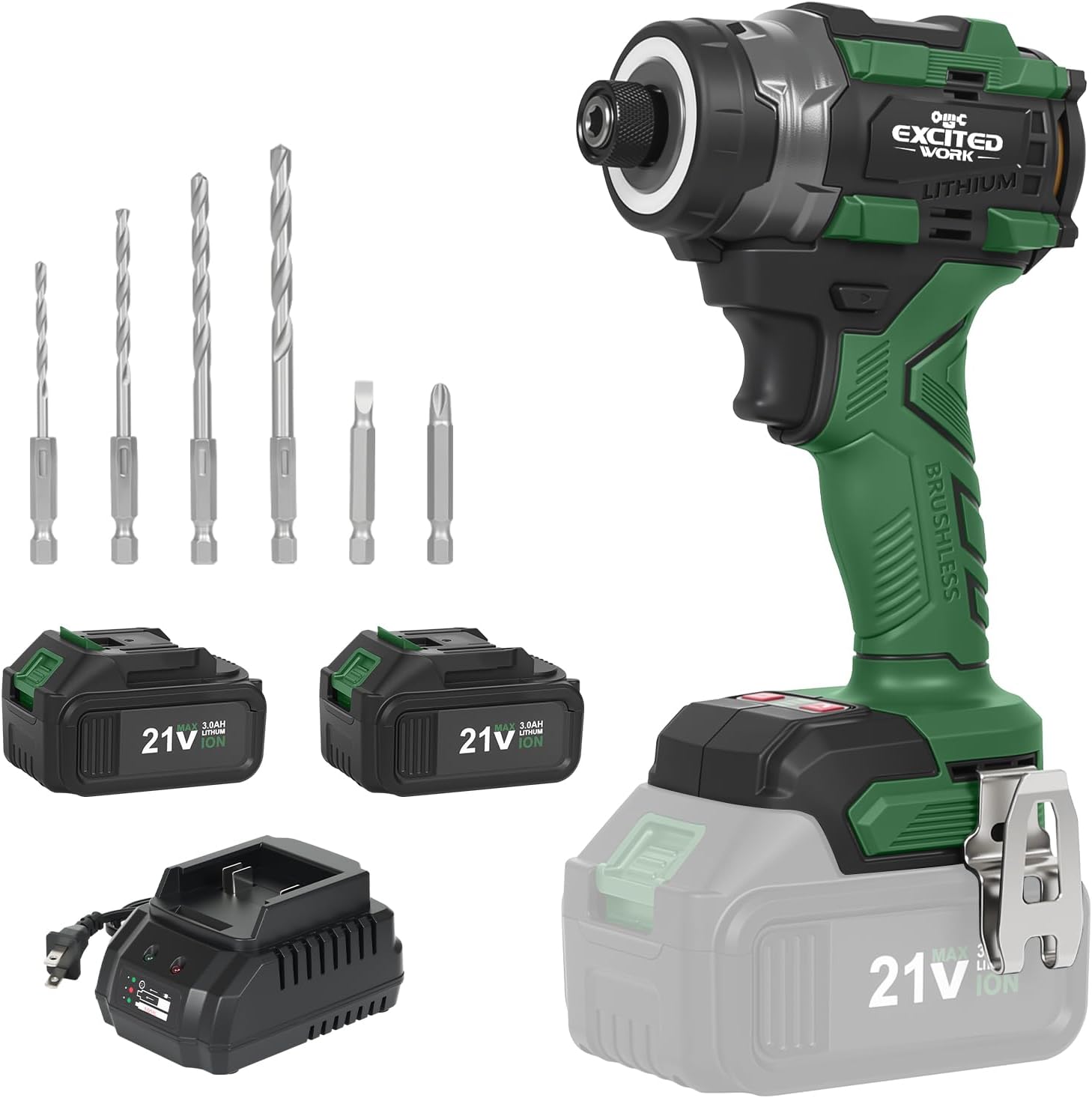21V Brushless Impact Screwdriver, LAZYLAND 230Nm Electric Cordless Driver Set with Dual 3.0Ah Batteries, Screwdriver Bits and Built-in Led Light for Home