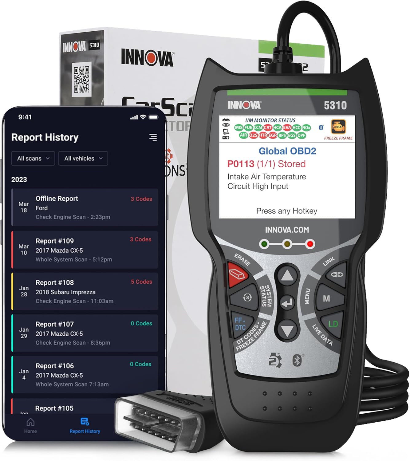INNOVA 5310 OBD2 Scanner – ABS & SRS Code Reader, Check Engine Light Diagnostic Tool with Battery Test, Oil Reset, Live Data – Works with Most OBDII Vehicles 1996 & Newer eBaydiy Tools