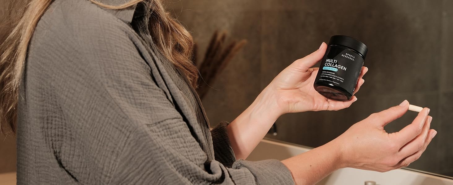 Multi Collagen Pills (Type I, II, III, V, X) Hydrolyzed Collagen Peptides with Hyaluronic Acid Vit C