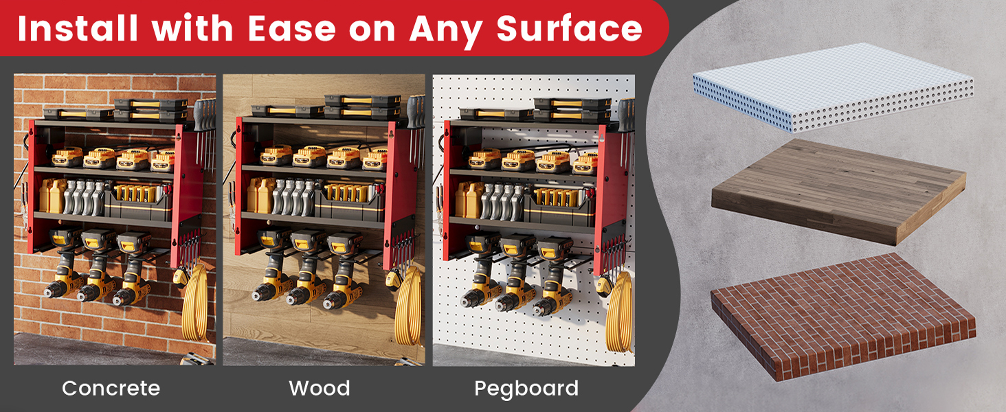 power tool organizer with power strip