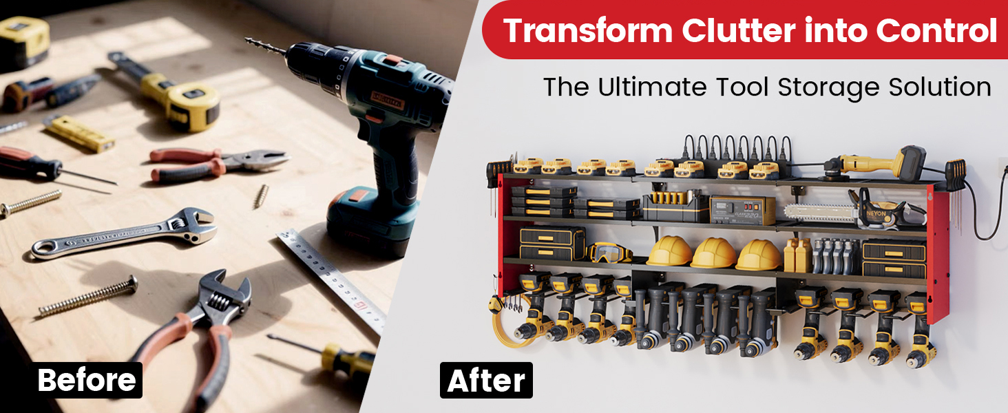 power tool organizer with power strip