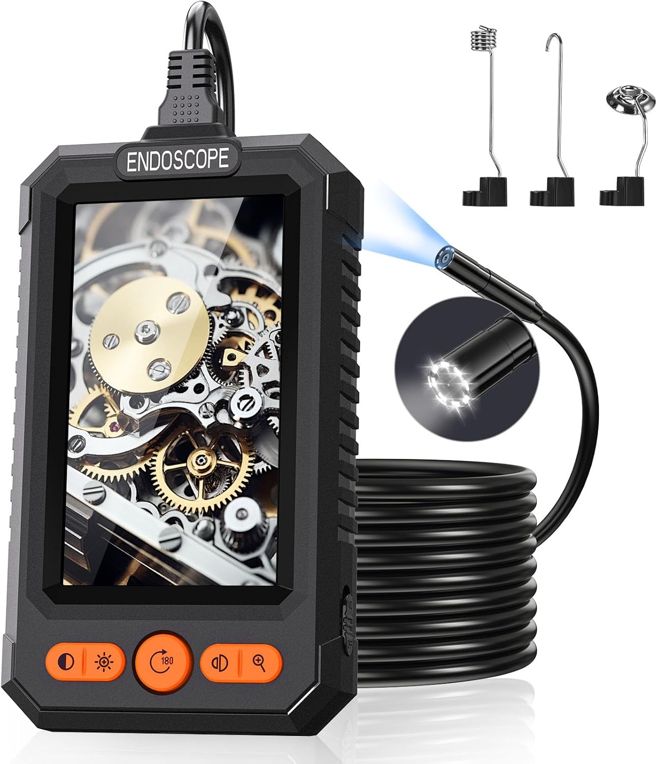 BlueSwan Borescope Camera with Light, 16.4ft Semi-Rigid Cord Snake IP67 Waterproof HD Endoscope Inspection Camera for Automotive Engine, Wall, Pickup Tool Set, Cool Gadgets for Men, Gifts for Dad