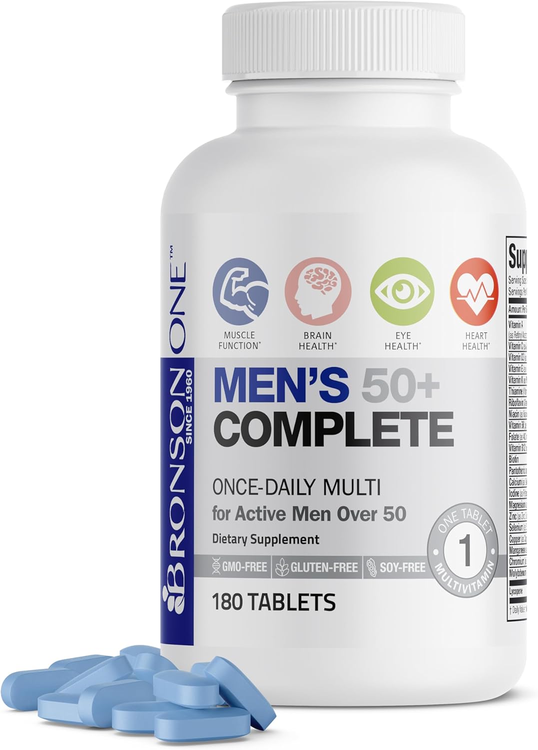 Bronson ONE Daily Mens 50+ Complete Multivitamin Multimineral, 180 Tablets eBaydiy Tools