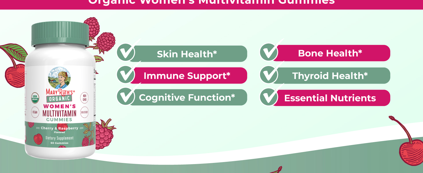 Women's Multivitamin Gummies, Cherry &amp; Raspberry, Org, 60 ct