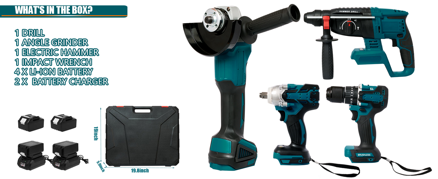 Cordless Tools Combo Kit Set