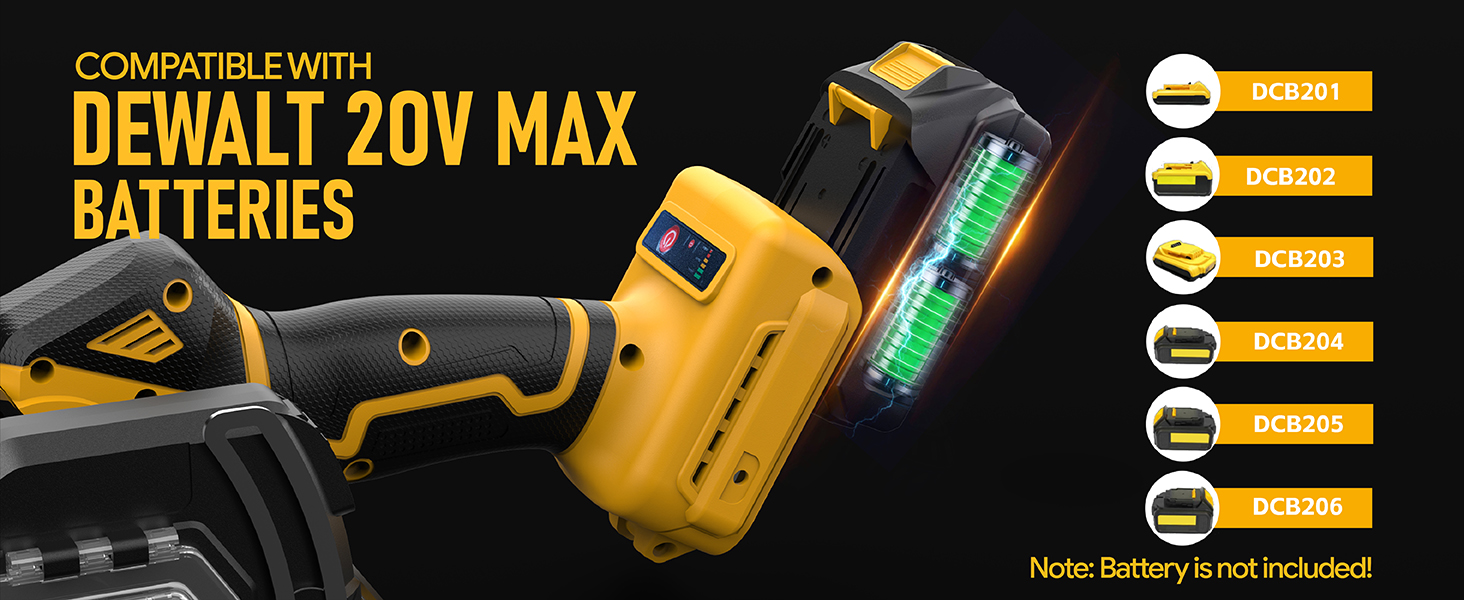 Compatible with Dewalt 20V MAX Battery(Note: Battery is not included)