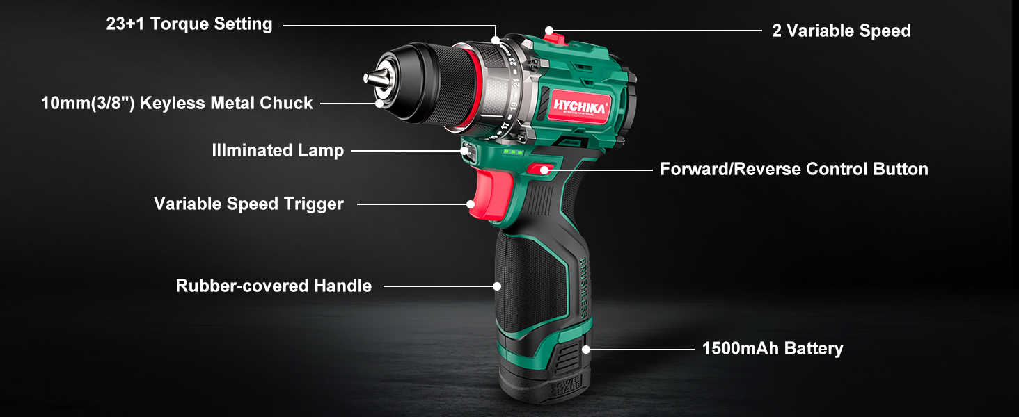 overview of HYCHIKA brushless power drill
