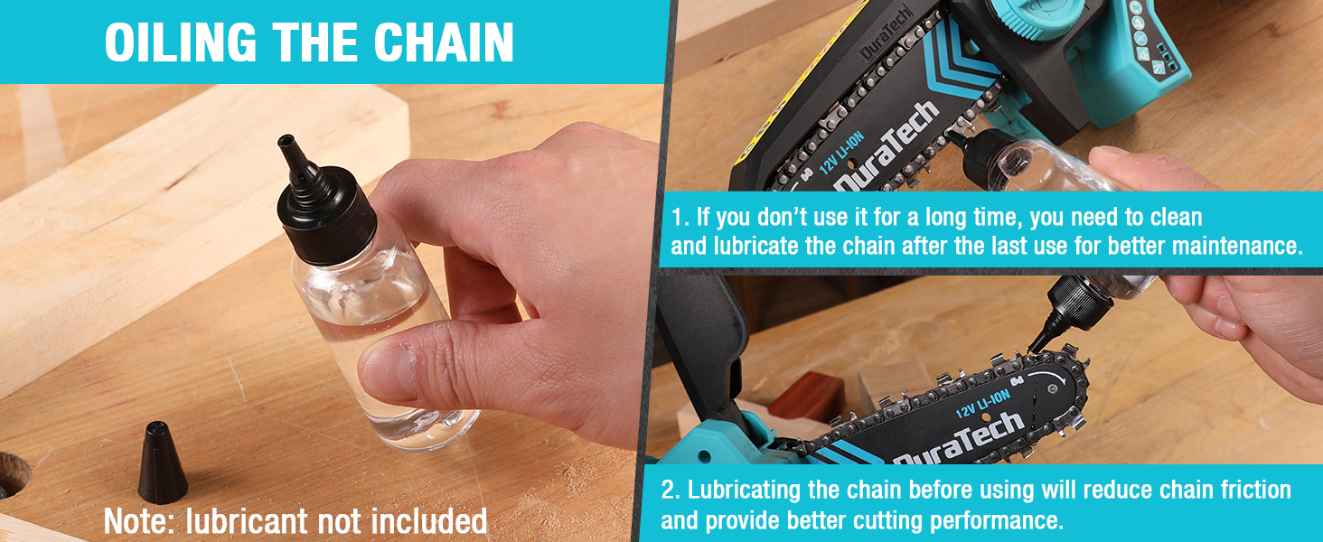 DURATECH 12V Mini Chainsaw Portable Wood Saw for Garden Tree Branch Pruning, Wood Cutting