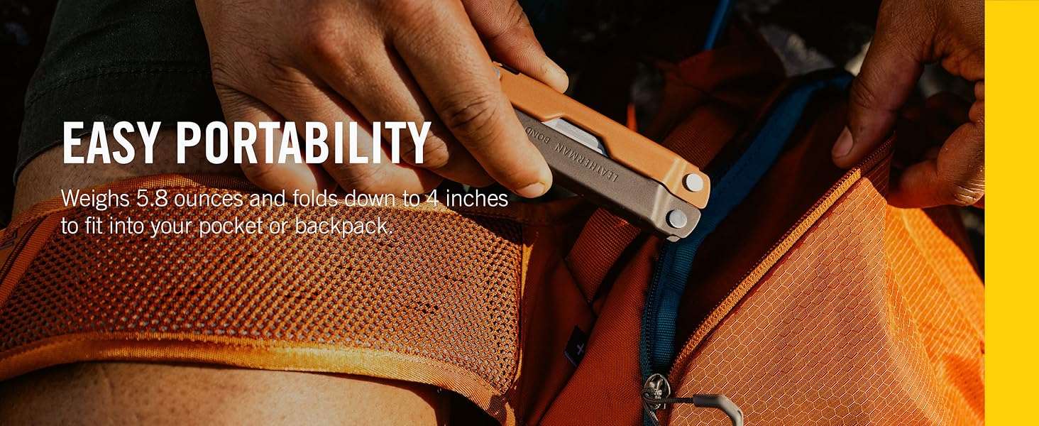 EASY PORTABILITY Weighs 5.8 ounces and folds down to 4 inches