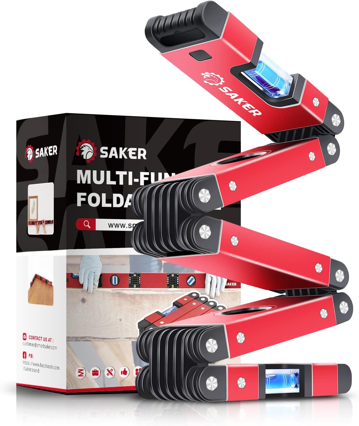 Saker Multi-function Foldable Level, 28-Inch Level Tool,Gift for Him Her,Multi-Angle Measurement Woodworking Tool,Precise Leveling In Any Position,Folding Level Tool To Save Your Time