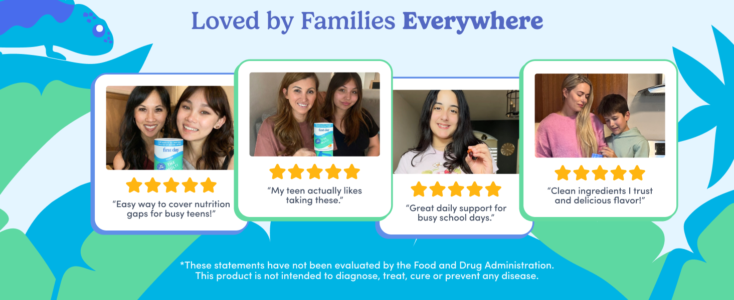 Customer star rating and short review quotes for First Day Kids Brain Focus Gummies