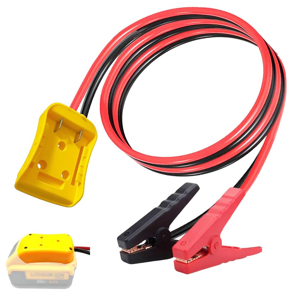 Jumper Cables with Adapter Compatible with Dewalt 20V Battery, 2FT 8AWG Portable Battery Dewalt Jumper Starter Automotive Booster Cables Power for Car Jump Starting Using Tool