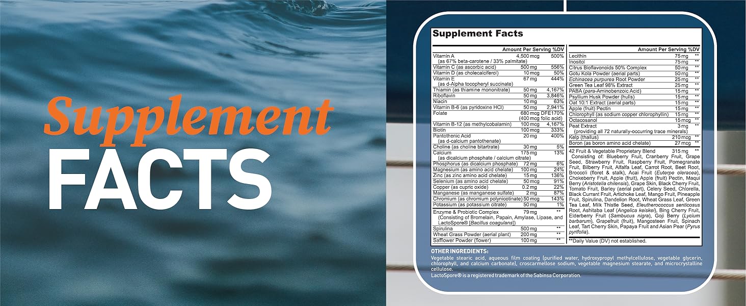 vegan multivitamin for men and women Supplement Facts