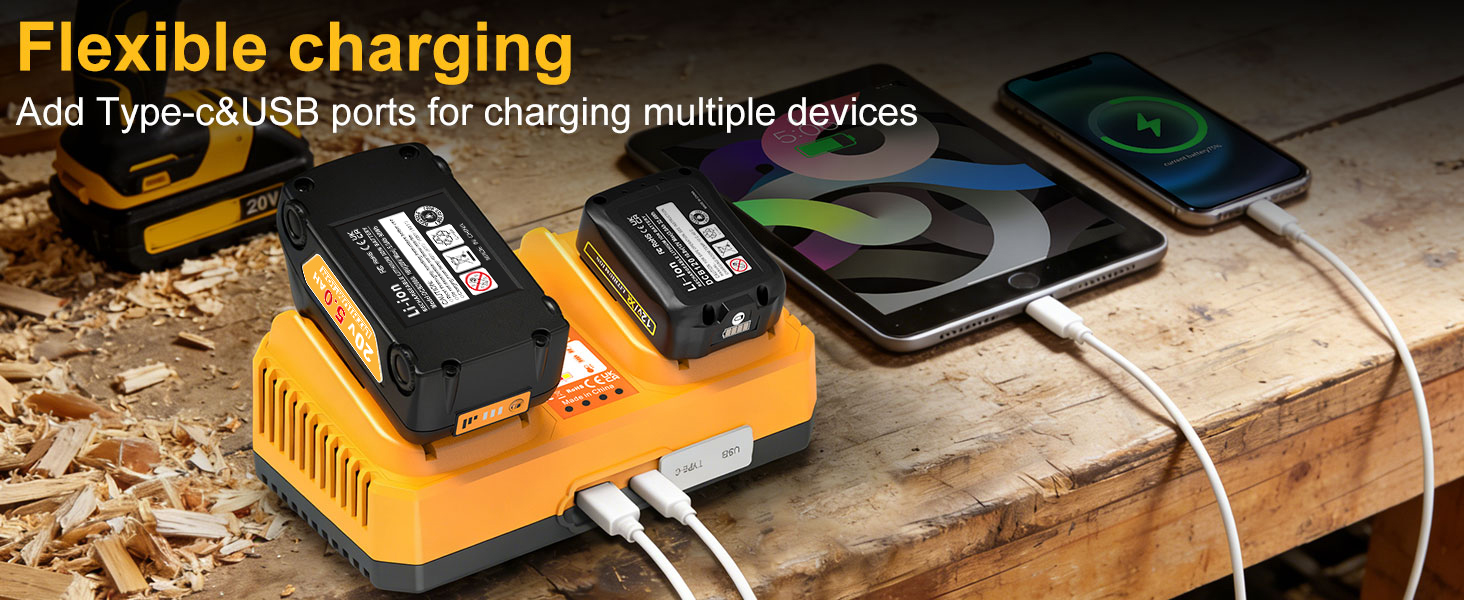 DCB102 battery charger with 5.0ah battery