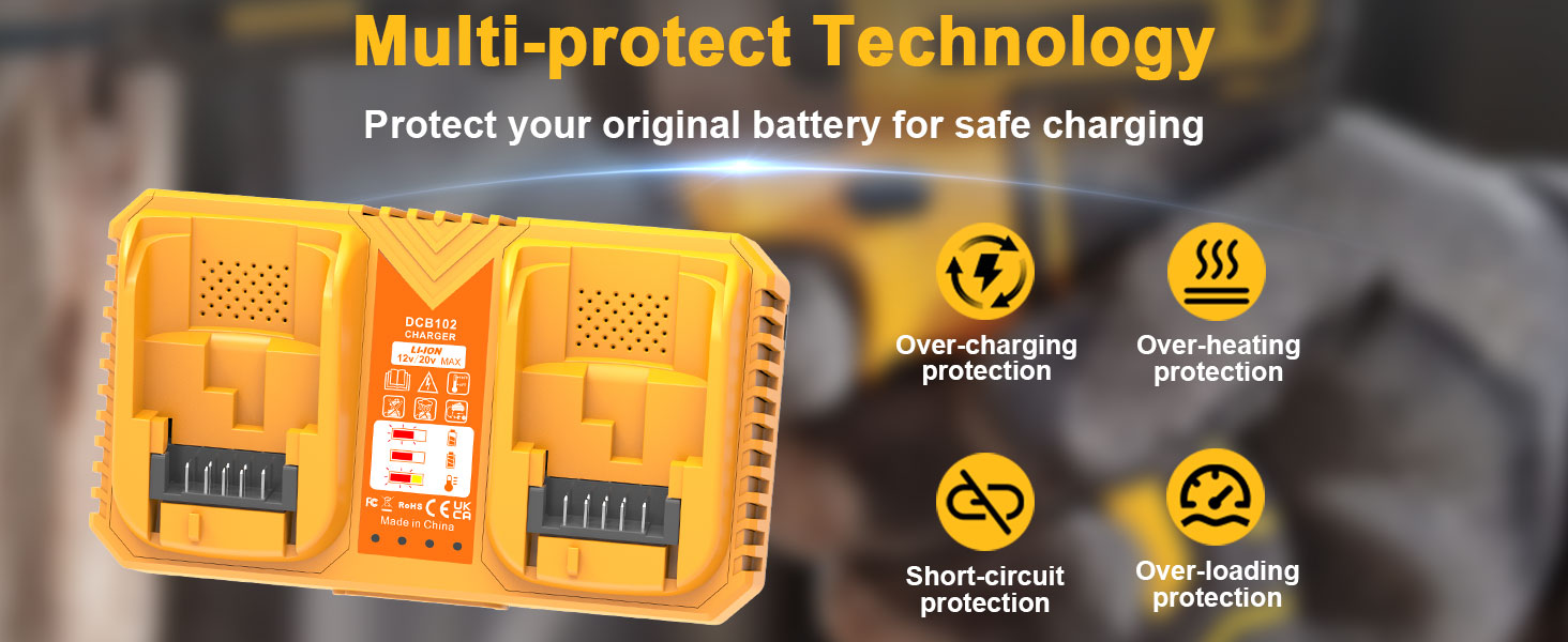 DCB102 battery charger with 5.0ah battery