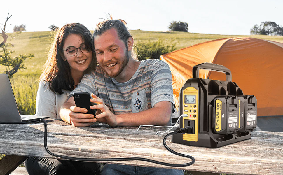 350W Power Inverter for Dewalt 20V 60V Li-ion Battery 4-Port