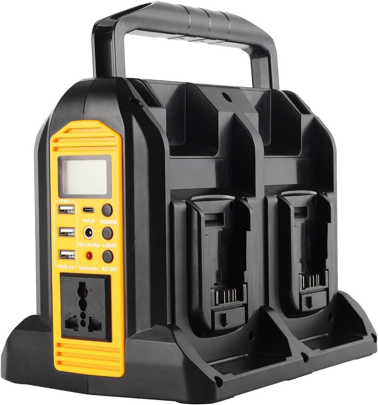 350W Power Inverter for Dewalt 20V 60V Li-ion Battery,4-Port Pure Sine Wave Inverter (20V to 120V) with LED Light 1 USB-C Port 3USB-A Ports 1DC Port Power Station for Outdoor Camping (Tool Only)