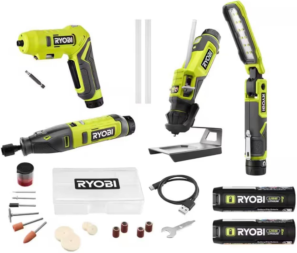 4-Tool Combo Kit with USB Lithium Battery