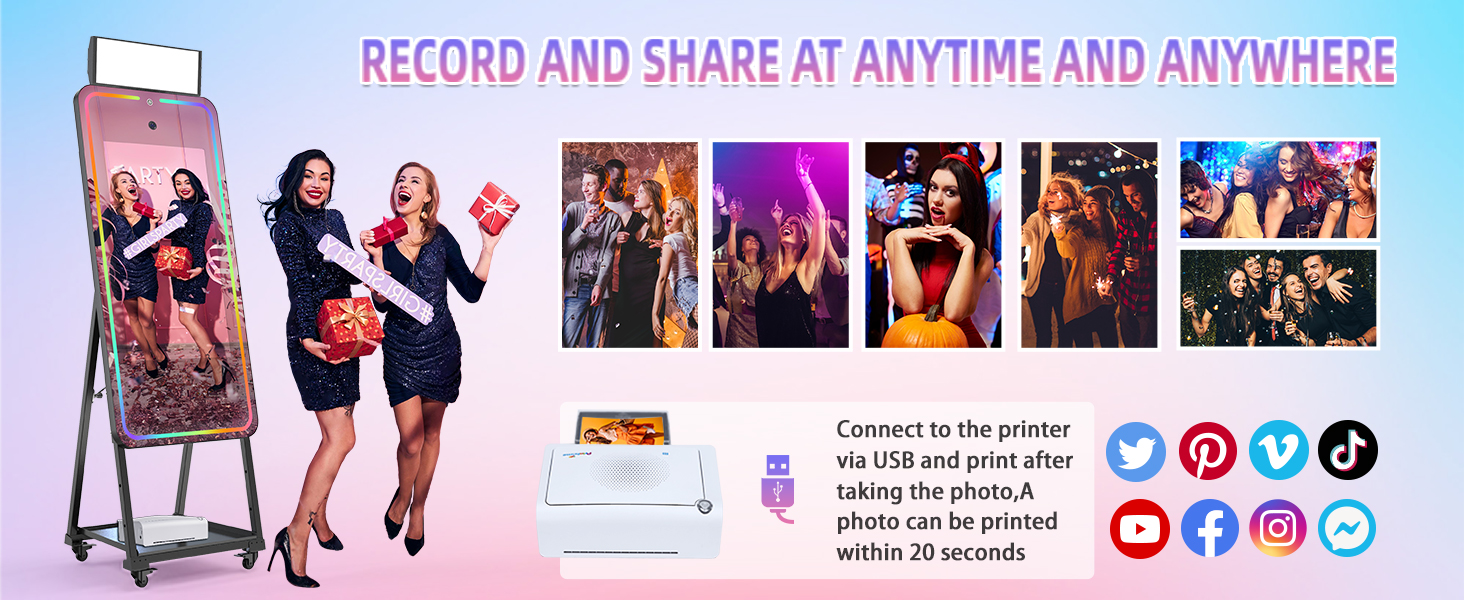 mirror photo booth with printer