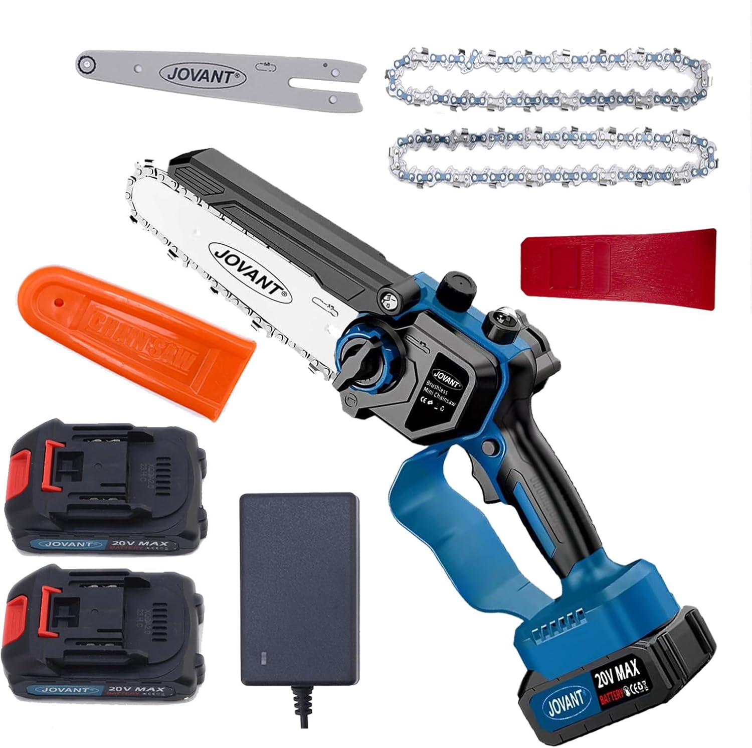 6 Inch Cordless Chainsaw Battery Powered Handheld Lightweight Tree Branches and Wood Pruning Power Tools, Portable Electric Mini Chain saw for Home, Garden and Outdoor use with 2 * 2000mAh Batteries