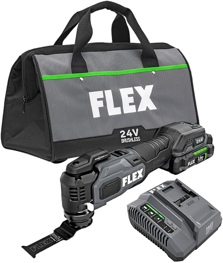 FLEX 24V Brushless Cordless Oscillating 20,000 OPM Multi-Tool Kit with 2.5Ah Lithium Battery and 160W Fast Charger - FX4111-1A