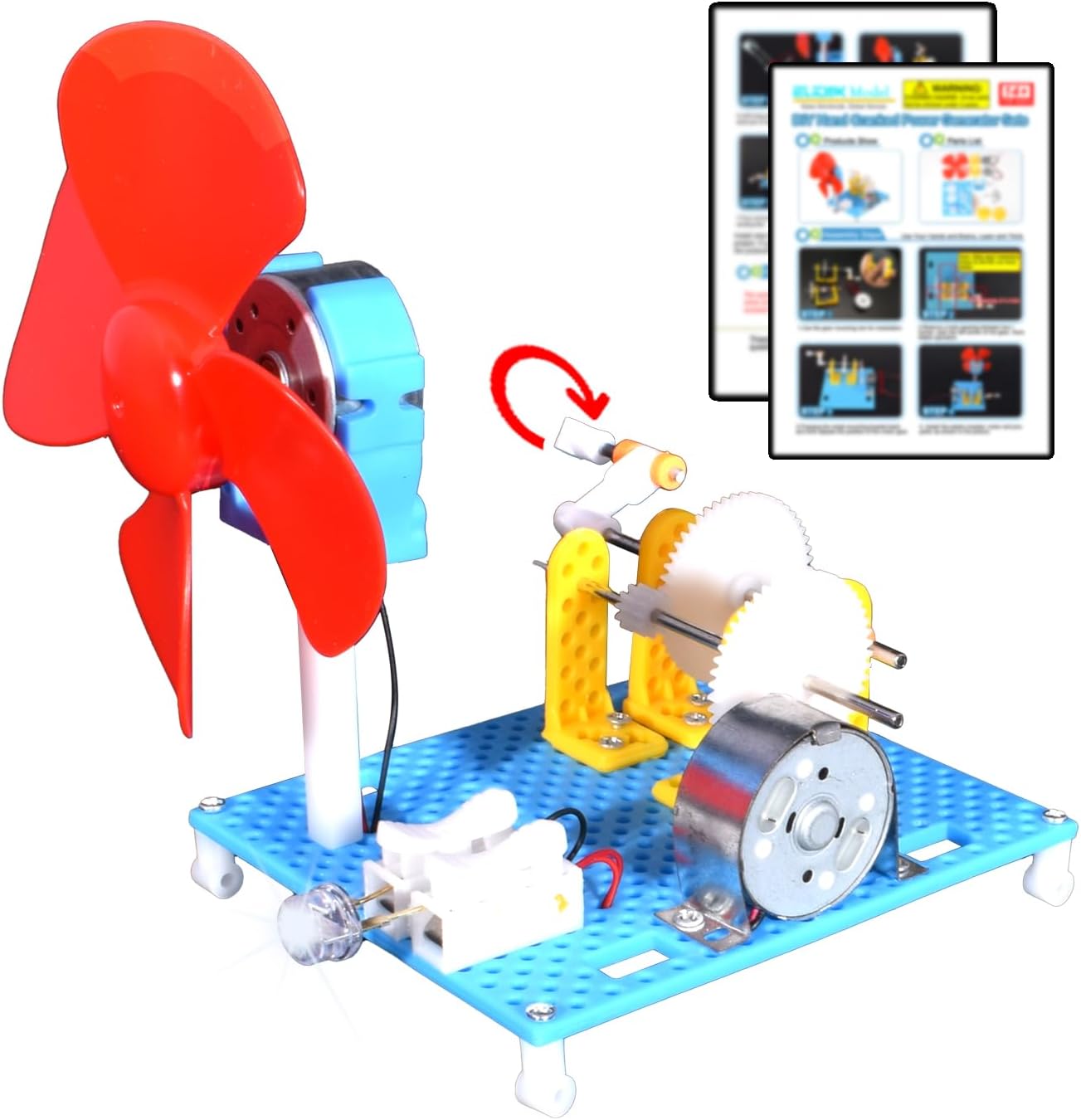 EUDAX DIY Dynamo Lantern Educational STEM Building Toy, Hand Cranked Power Generator,Generators Science Kit, Light Bulb Science Experiments Kits for Kids Age