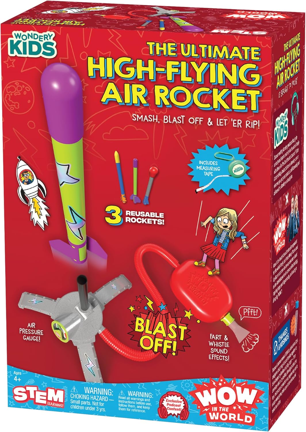 Wow in The World Ultimate HIGH-Flying AIR Rocket Launch Up to 100ft, Fun Sound Effects, Kids Outdoor Toy, Companion Audio Content, Bonus Reusable Science Tool, STEM Toy Kids 4