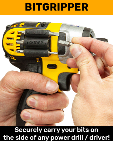 Spider BitGrippers hold bits on the side of your drill