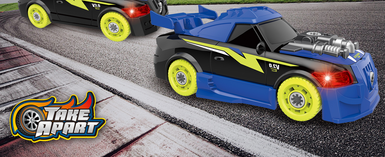 Pup Go Take Apart Toy Racing Car Sound Light, 2 in 1 Build Your Own Car, Drill & Power Tools, Gifts